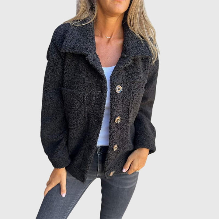 Women's Button-Up Jacket – Classic Fall Coat with Side Pockets