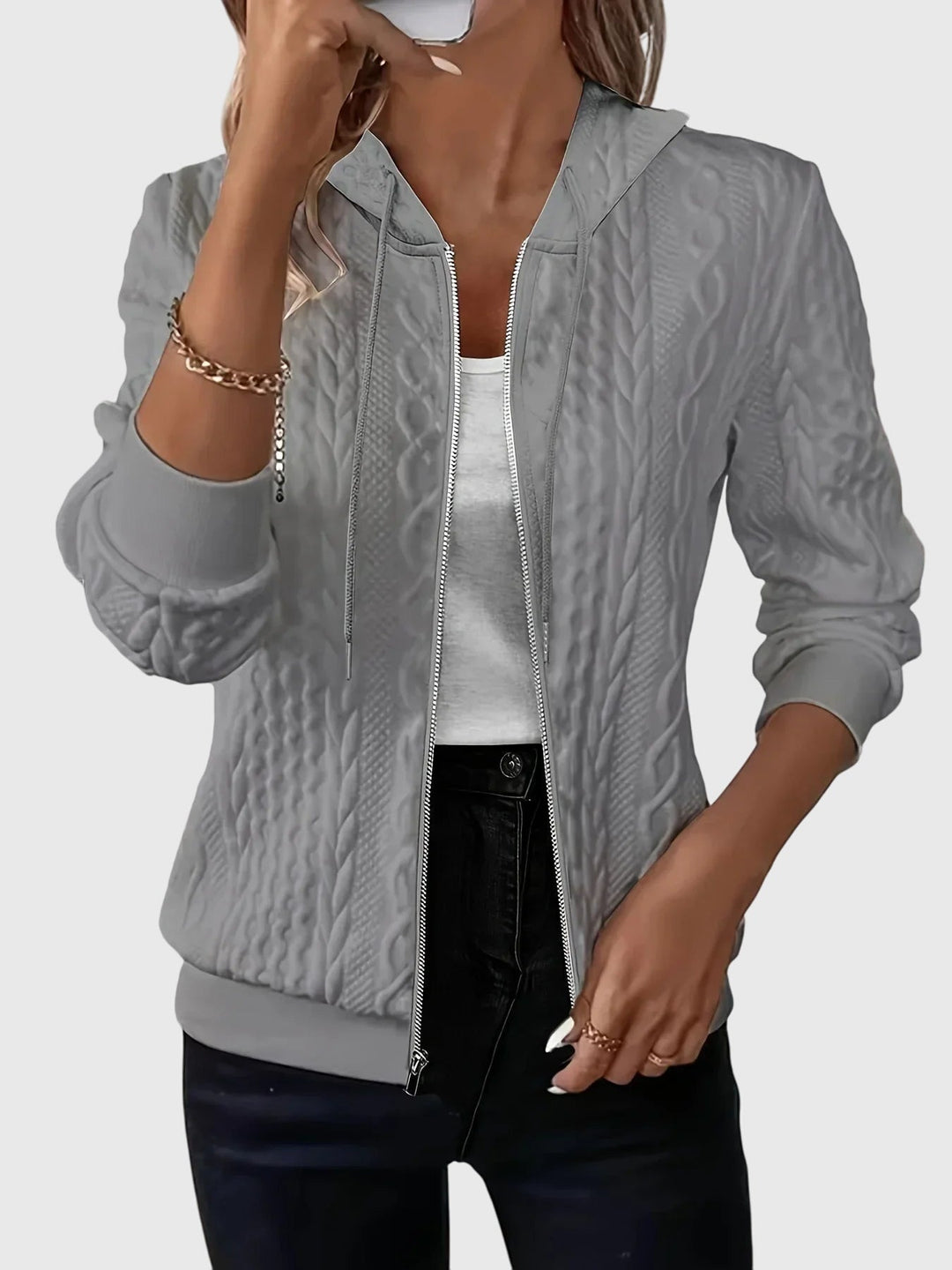 Women's Zip-Up Hoodie – Soft Minimalist Hooded Sweatshirt Jacket