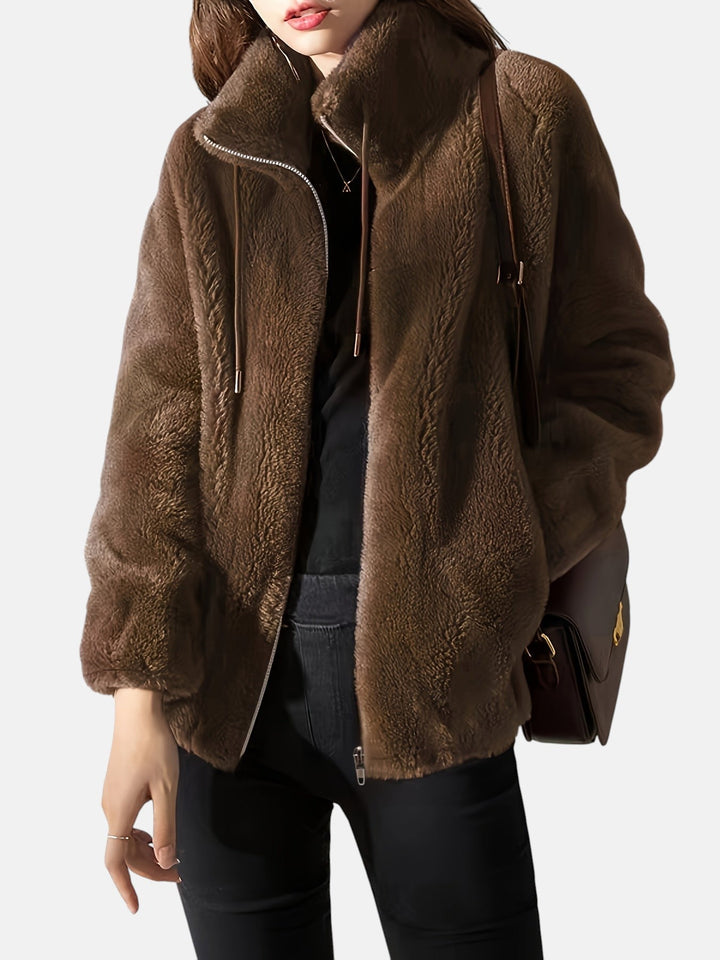 Women's Zip-Up Jacket – Cozy Relaxed Fit Casual Layering Jacket