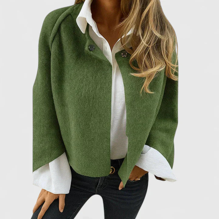 Women's Cropped Jacket – Soft Snap-Button Short Jacket