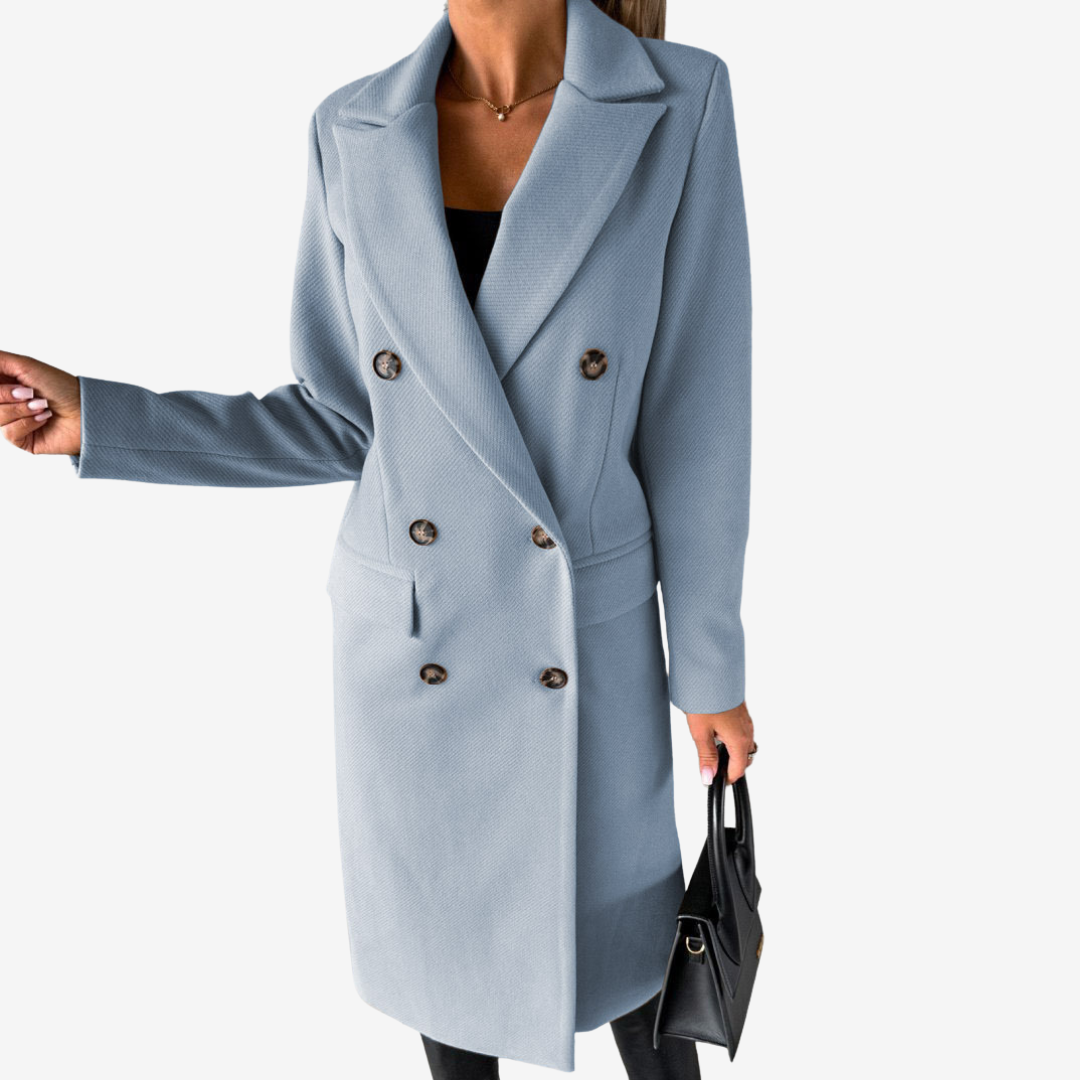 Women's Long Coat – Wrap Crossover Mid-Length Elegant Coat