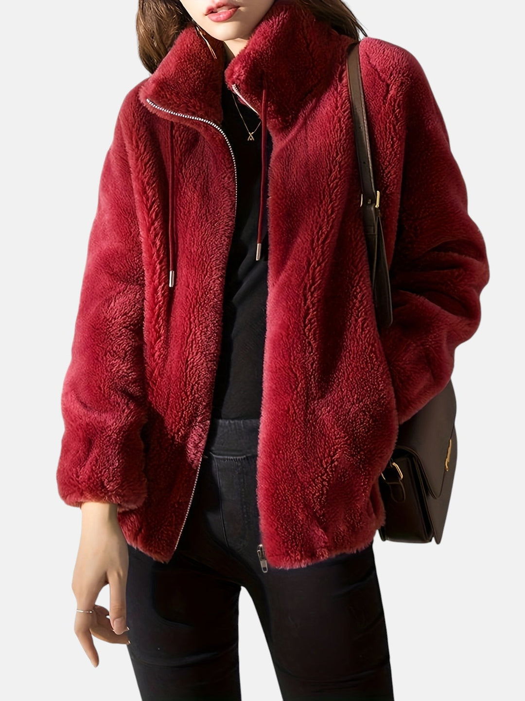 Women's Zip-Up Jacket – Cozy Relaxed Fit Casual Layering Jacket