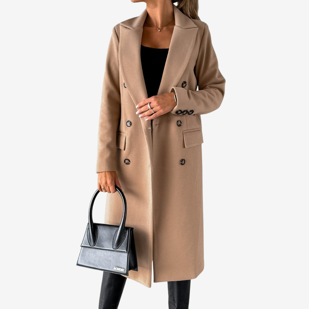 Women's Long Coat – Wrap Crossover Mid-Length Elegant Coat