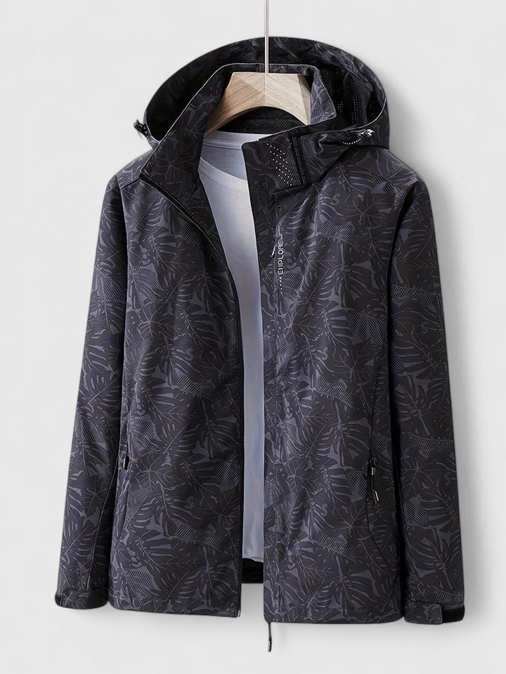 Women's Windbreaker Jacket – Leaf Print Hooded Water-Resistant Coat