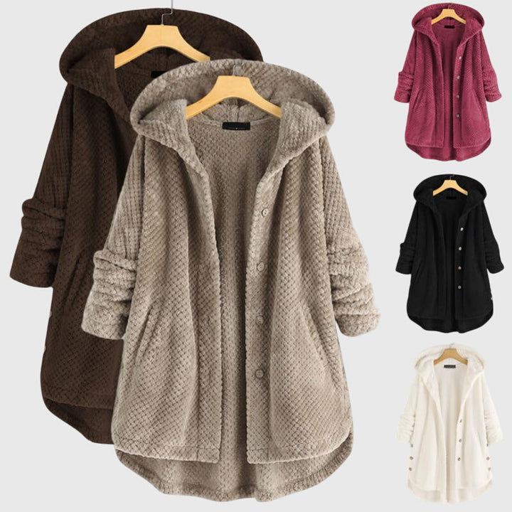Women's Reversible Fleece Jacket – Hooded Warm Zip-Up Jacket