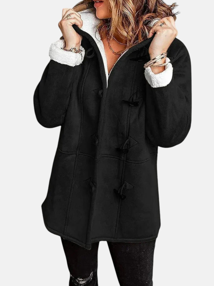 Women's Duffle Coat – Fleece-Lined Hooded Toggle Winter Coat