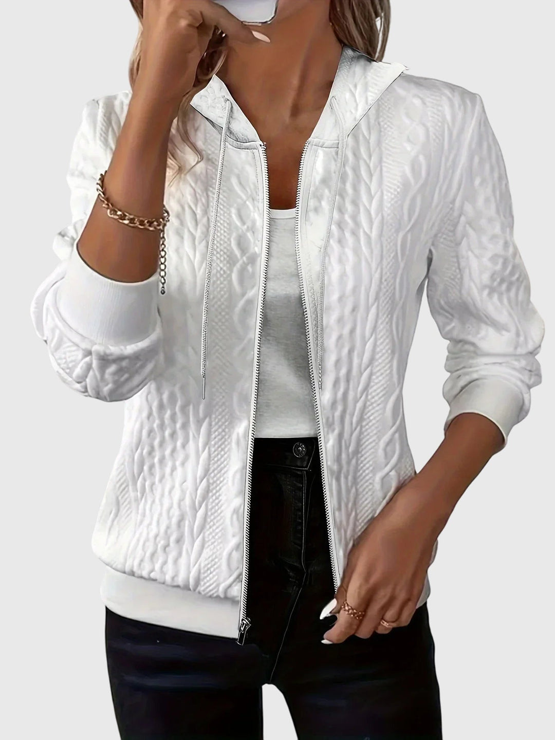 Women's Zip-Up Hoodie – Soft Minimalist Hooded Sweatshirt Jacket