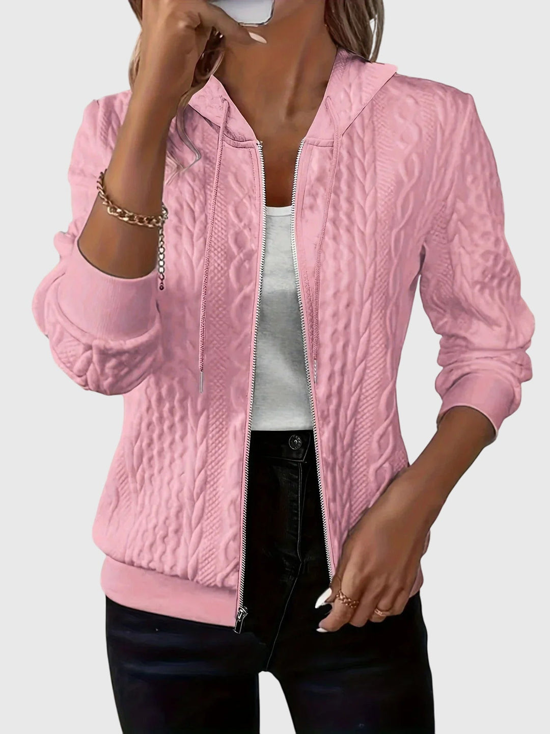 Women's Zip-Up Hoodie – Soft Minimalist Hooded Sweatshirt Jacket