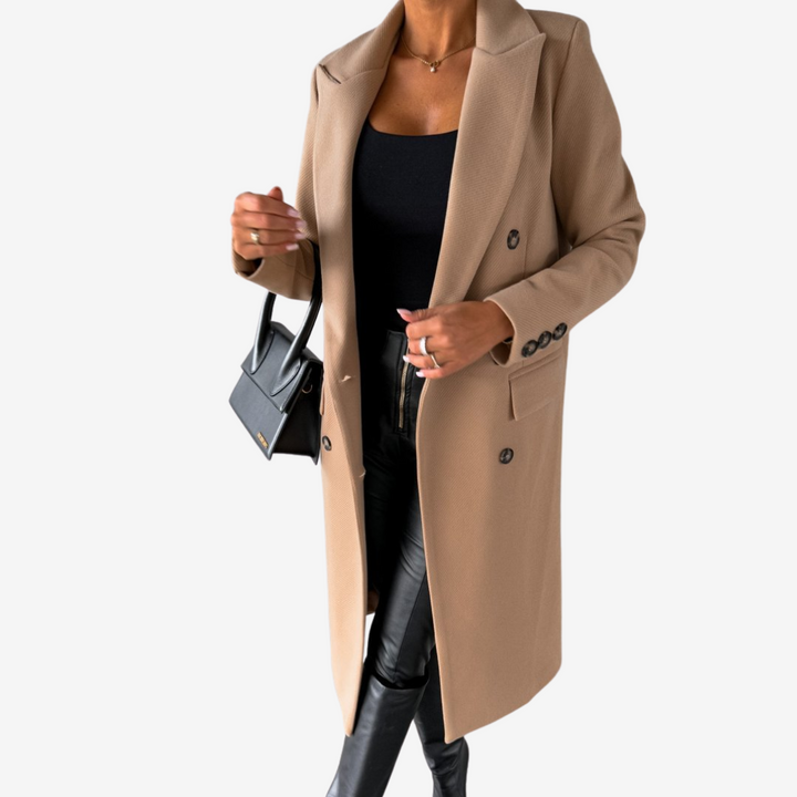 Women's Long Coat – Wrap Crossover Mid-Length Elegant Coat