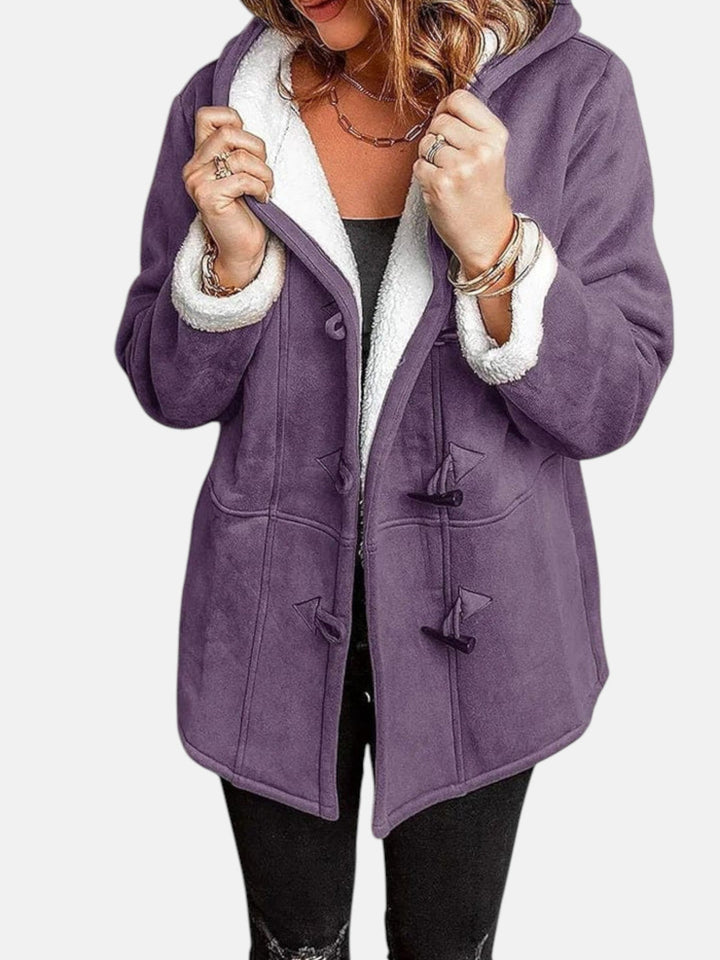 Women's Duffle Coat – Fleece-Lined Hooded Toggle Winter Coat