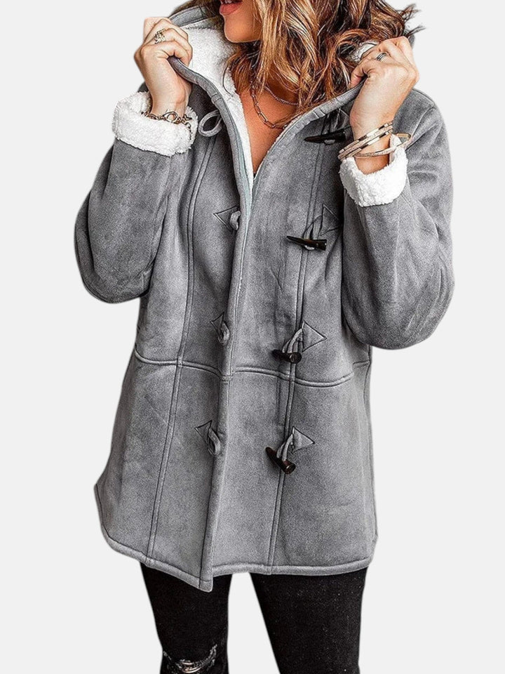 Women's Duffle Coat – Fleece-Lined Hooded Toggle Winter Coat