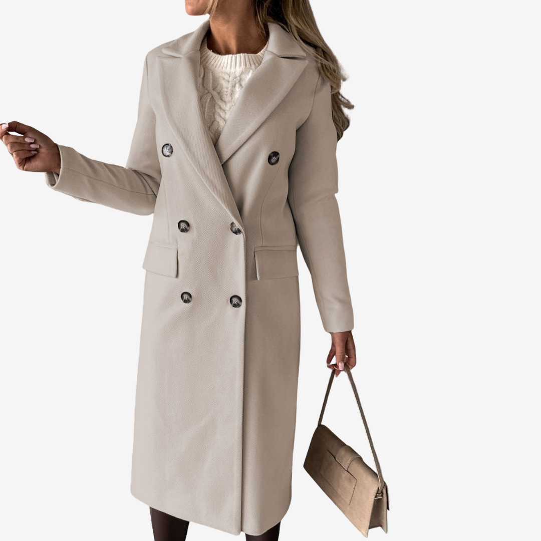Women's Long Coat – Wrap Crossover Mid-Length Elegant Coat