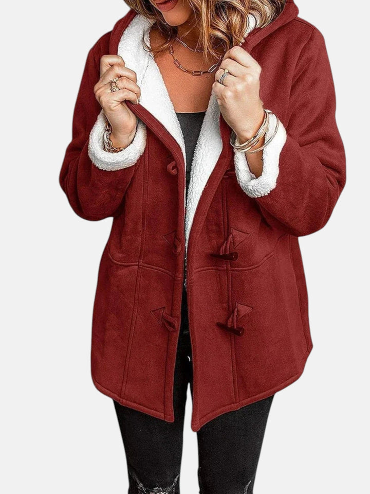 Women's Duffle Coat – Fleece-Lined Hooded Toggle Winter Coat