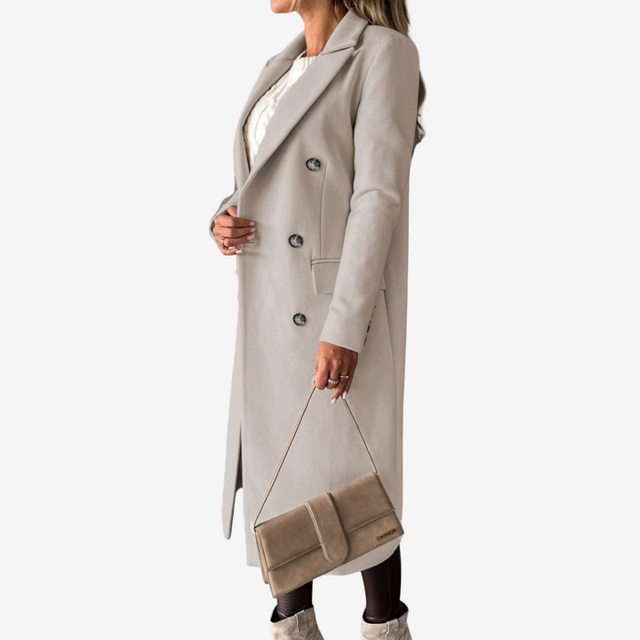 Women's Long Coat – Wrap Crossover Mid-Length Elegant Coat