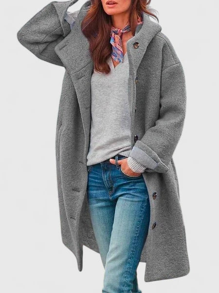 Women's Hooded Jacket – Button-Up Lightweight Autumn Coat