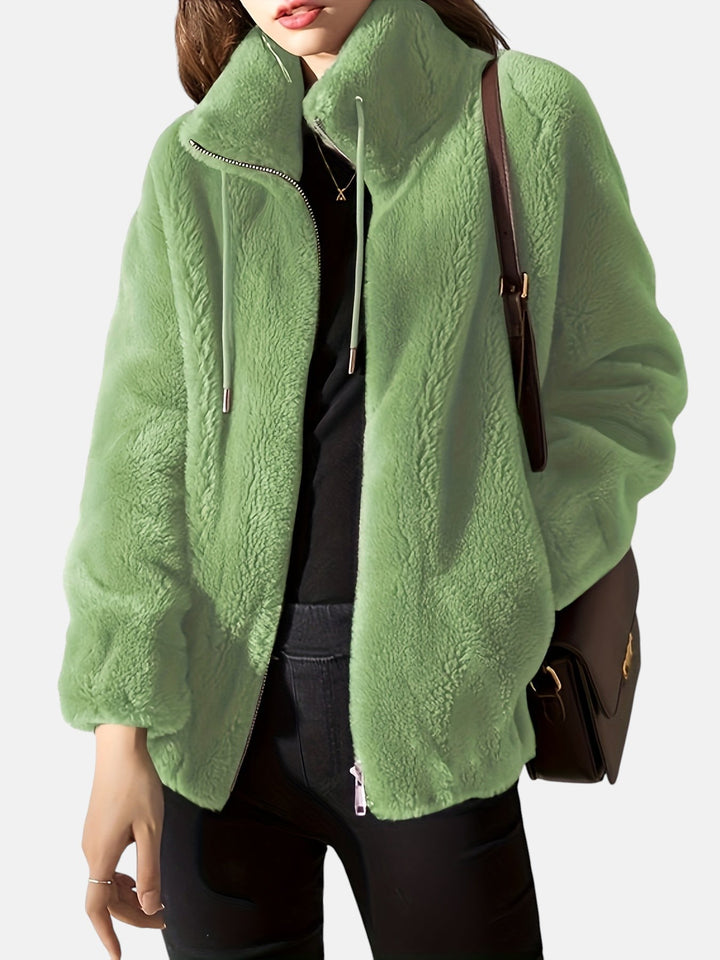 Women's Zip-Up Jacket – Cozy Relaxed Fit Casual Layering Jacket