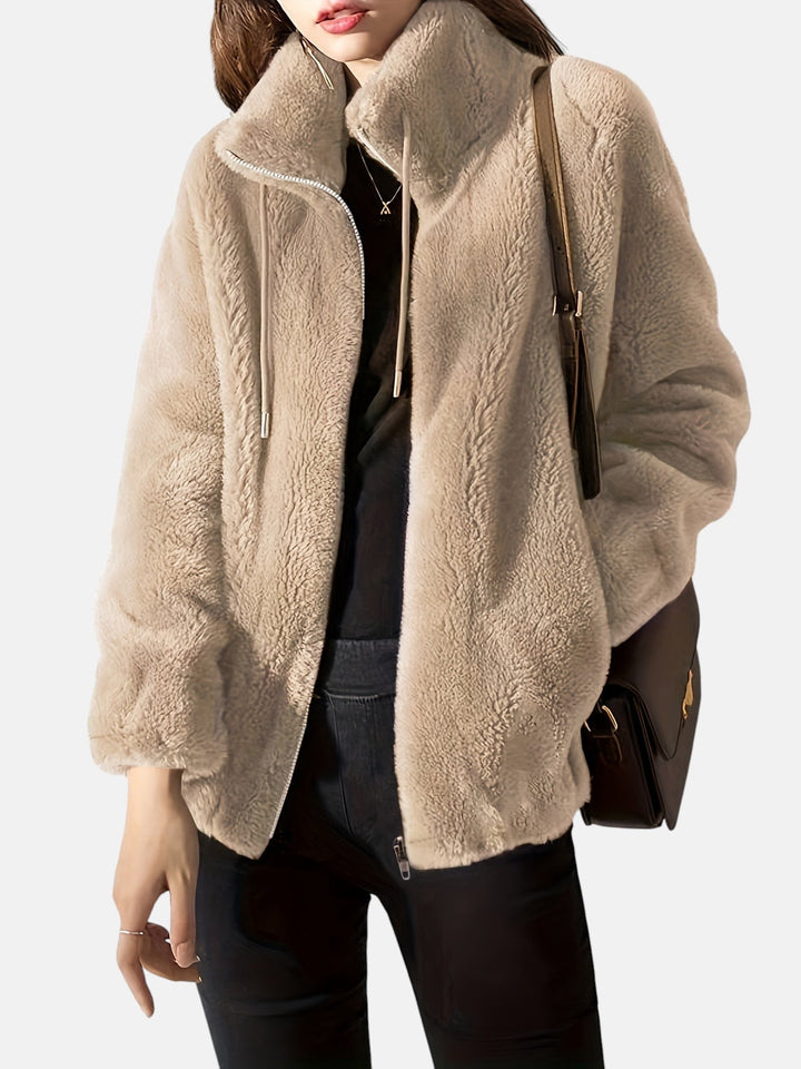 Women's Zip-Up Jacket – Cozy Relaxed Fit Casual Layering Jacket