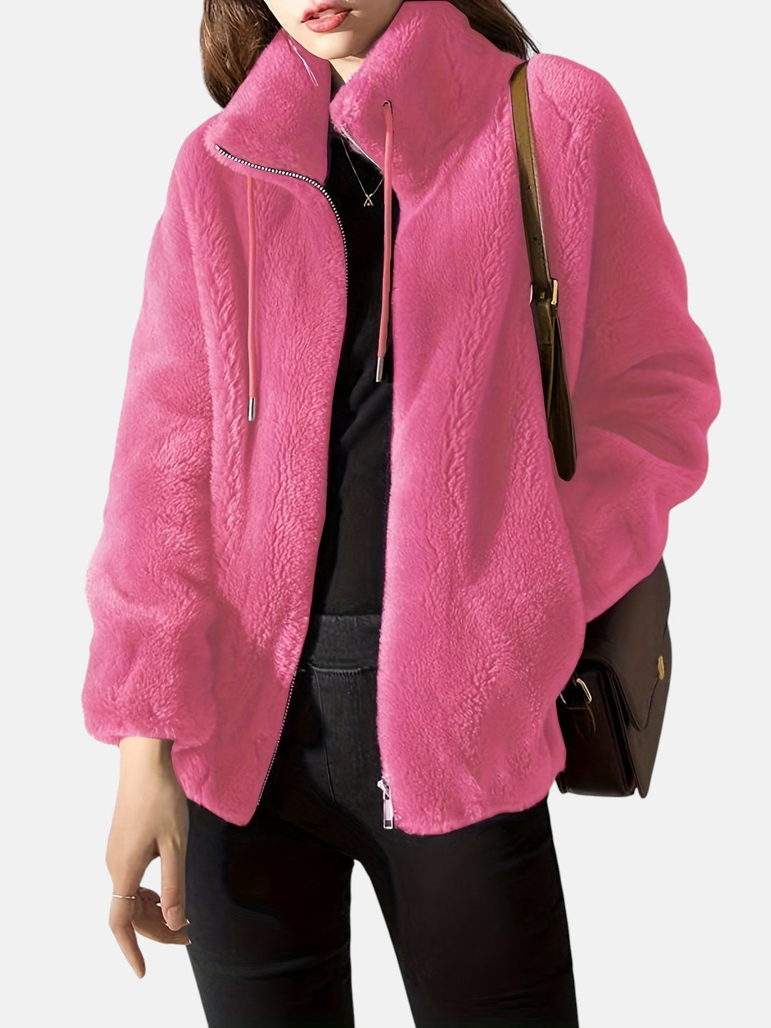 Women's Zip-Up Jacket – Cozy Relaxed Fit Casual Layering Jacket