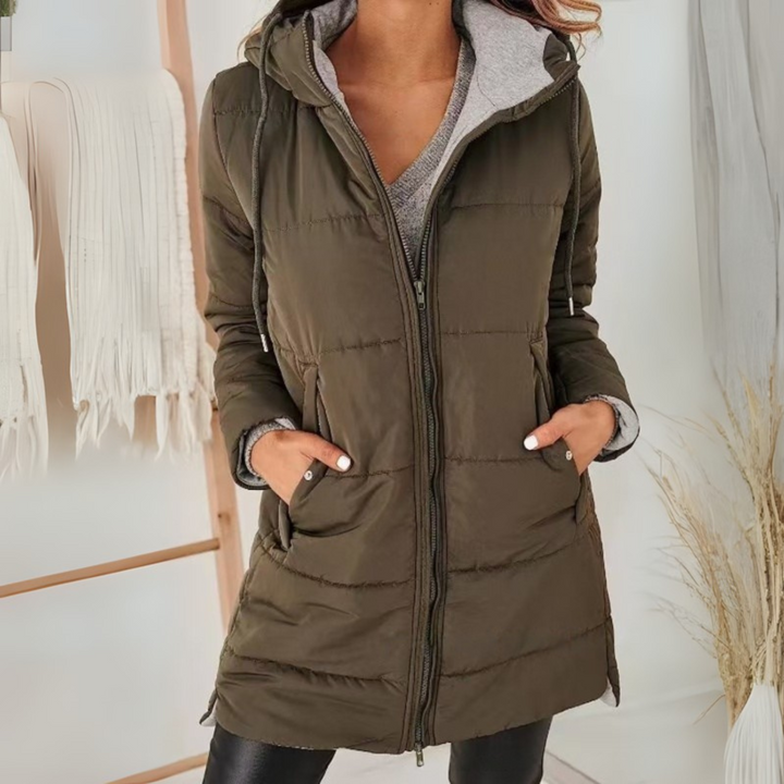 Women's Hooded Winter Jacket – Warm Padded Coat with Pockets