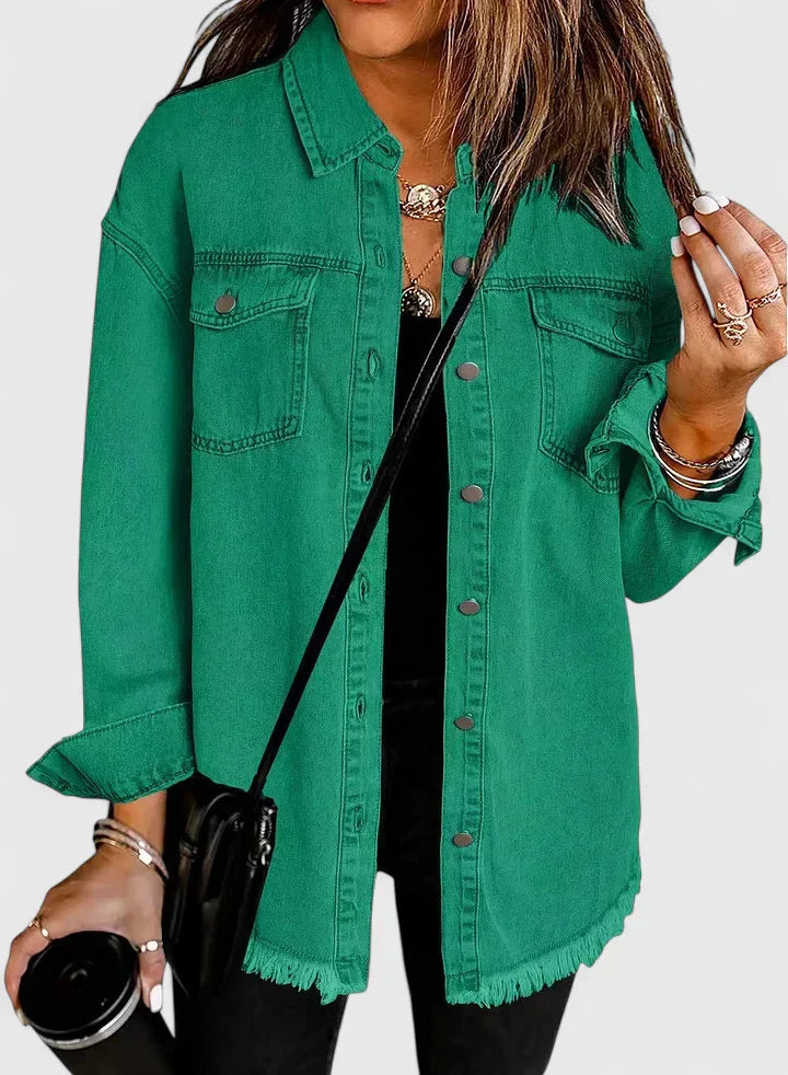 Women's Denim Jacket – Classic Oversized Jean Jacket with Pockets
