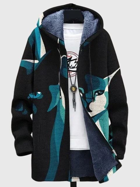 Women's Printed Jacket – Artistic Graphic Print Warm Coat