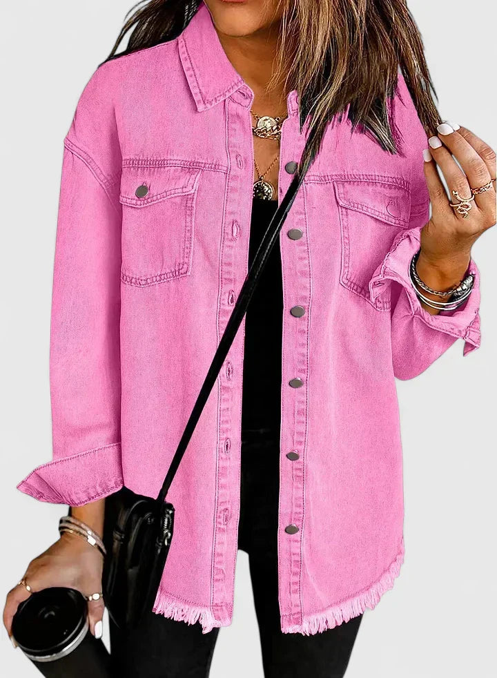 Women's Denim Jacket – Classic Oversized Jean Jacket with Pockets