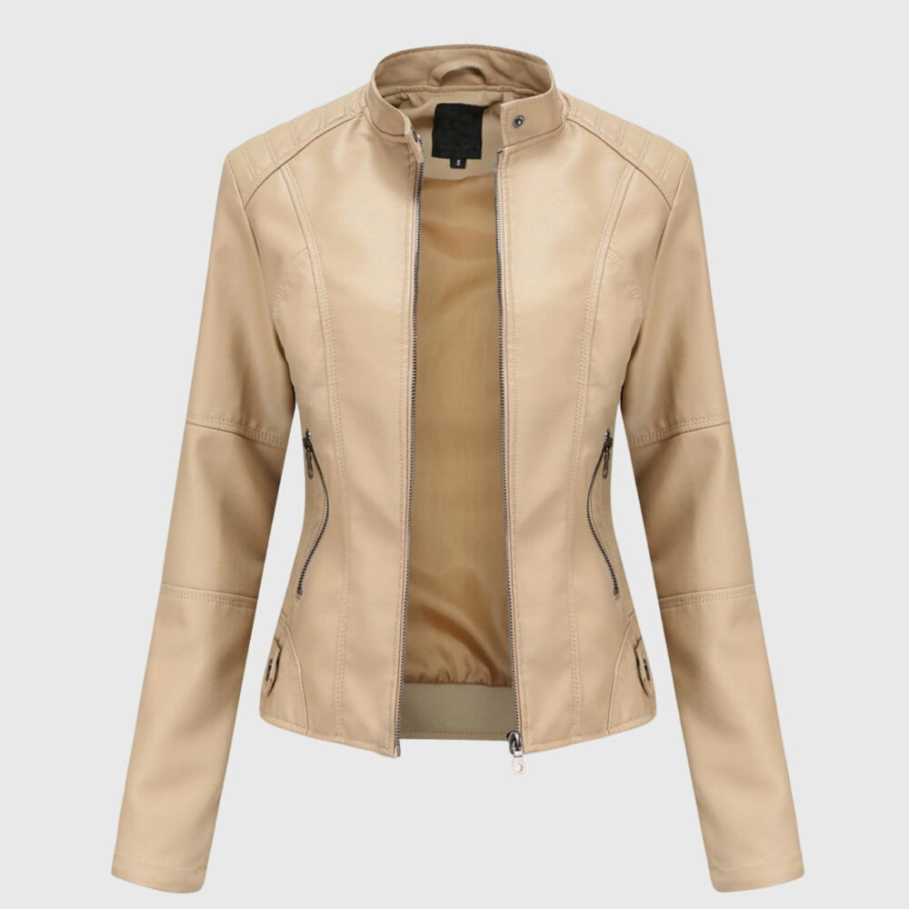 Women's Faux Leather Jacket – Tailored Fit Soft Short Jacket