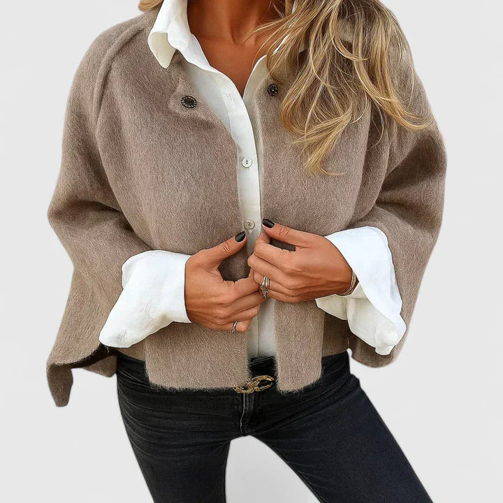 Women's Cropped Jacket – Soft Snap-Button Short Jacket