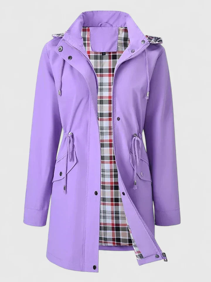Women's Striped Jacket – Detachable Hood Zip Windbreaker with Pockets