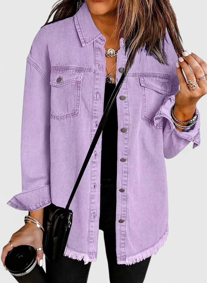 Women's Denim Jacket – Classic Oversized Jean Jacket with Pockets