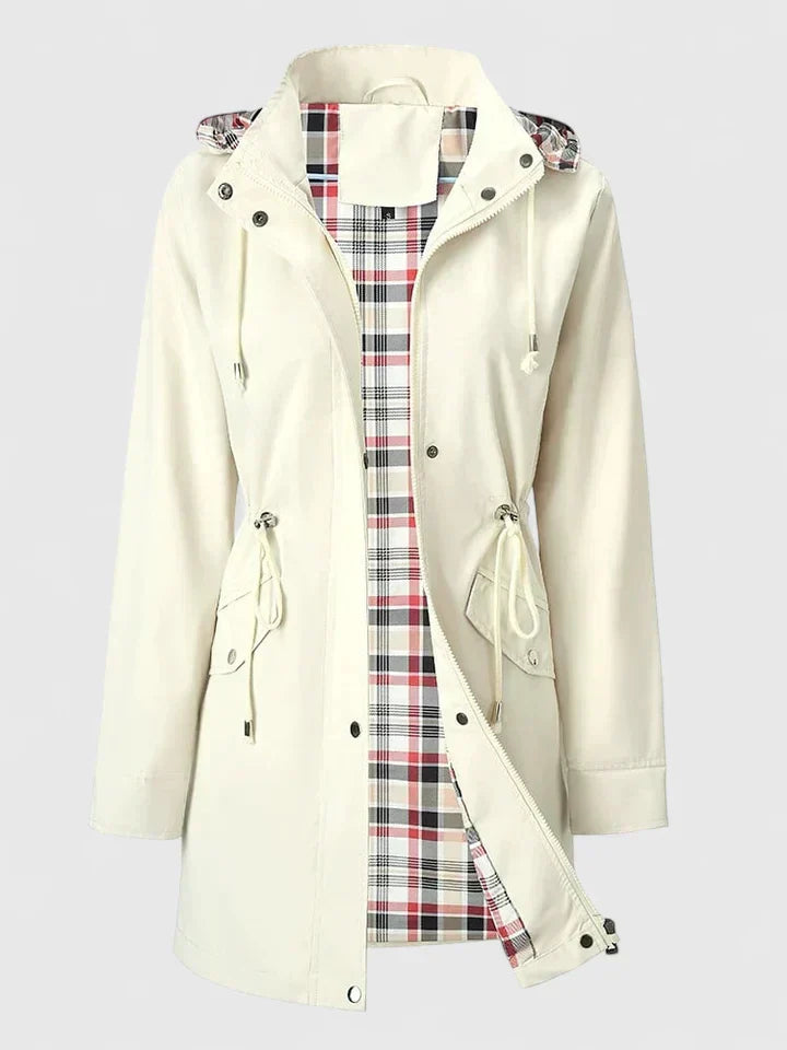 Women's Striped Jacket – Detachable Hood Zip Windbreaker with Pockets