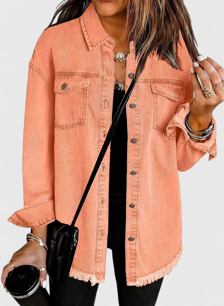 Women's Denim Jacket – Classic Oversized Jean Jacket with Pockets