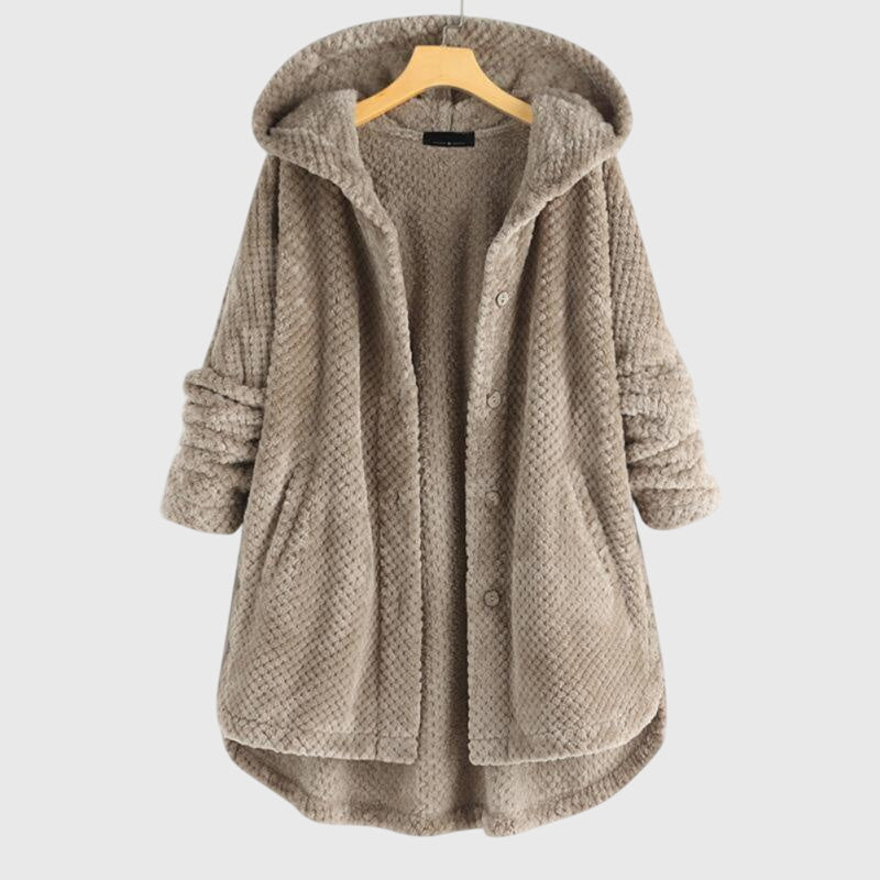 Women's Reversible Fleece Jacket – Hooded Warm Zip-Up Jacket