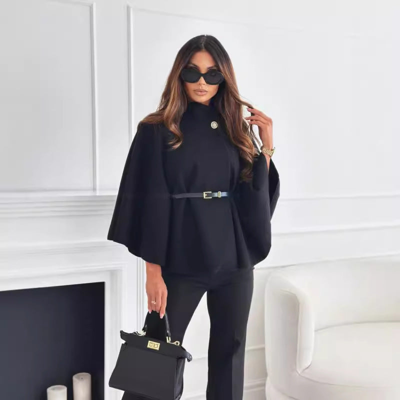 Women's Belted Jacket – Butterfly Sleeve Lightweight Autumn Coat