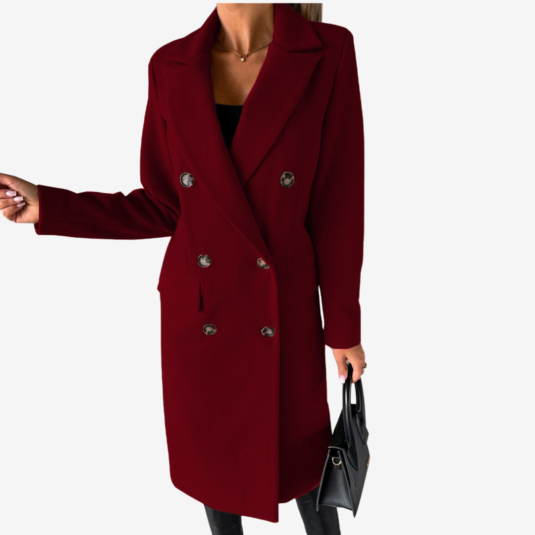 Women's Long Coat – Wrap Crossover Mid-Length Elegant Coat