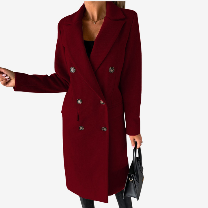 Women's Long Coat – Wrap Crossover Mid-Length Elegant Coat