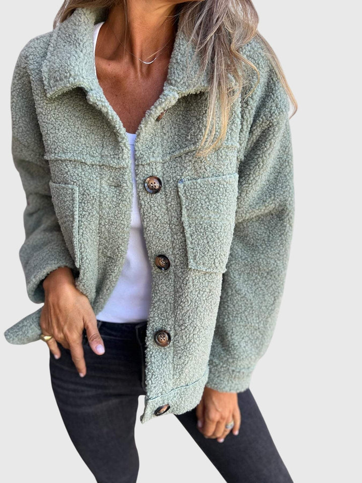 Women's Button-Up Jacket – Classic Fall Coat with Side Pockets