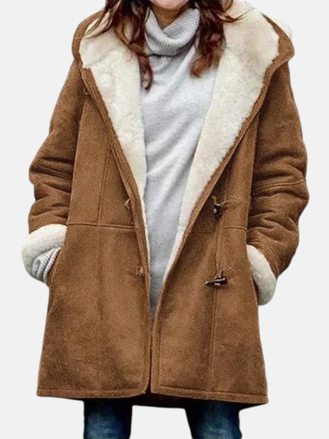 Women's Duffle Coat – Fleece-Lined Hooded Toggle Winter Coat