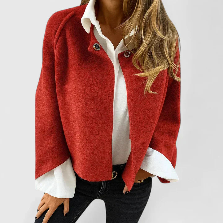 Women's Cropped Jacket – Soft Snap-Button Short Jacket
