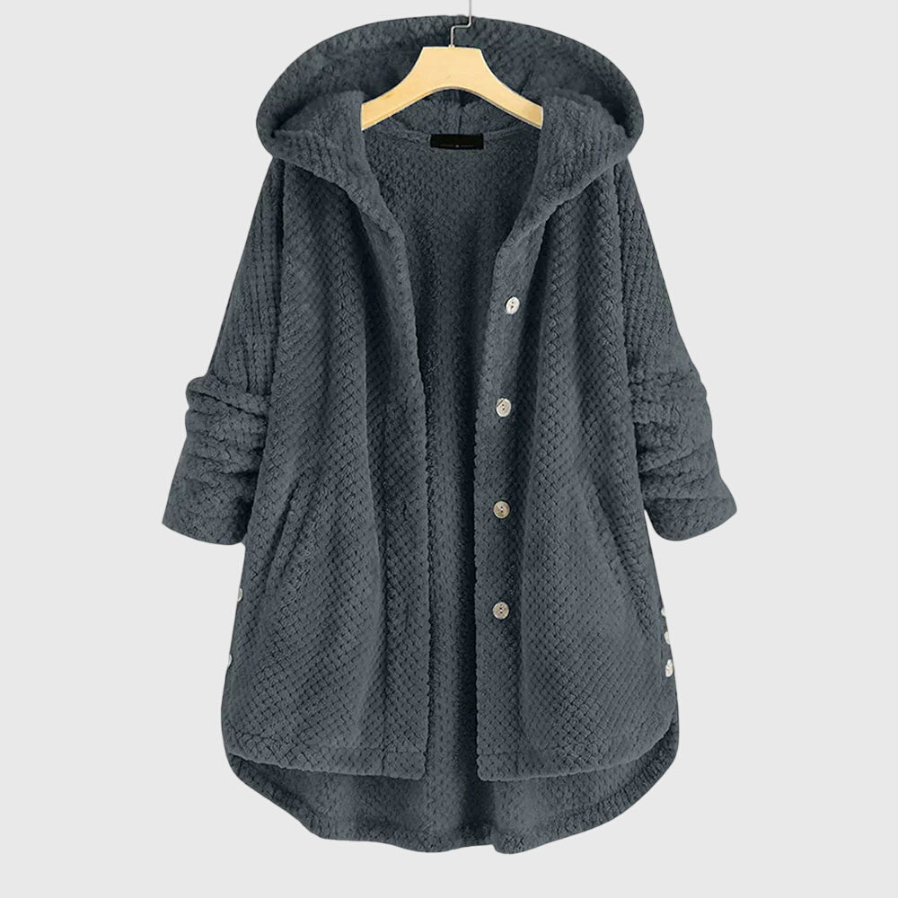 Women's Reversible Fleece Jacket – Hooded Warm Zip-Up Jacket
