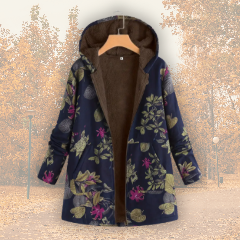Women's Floral Print Jacket – Hooded Lightweight Padded Winter Coat