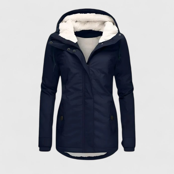 Women's Waterproof Jacket – Hooded Lined Rain Coat for Winter