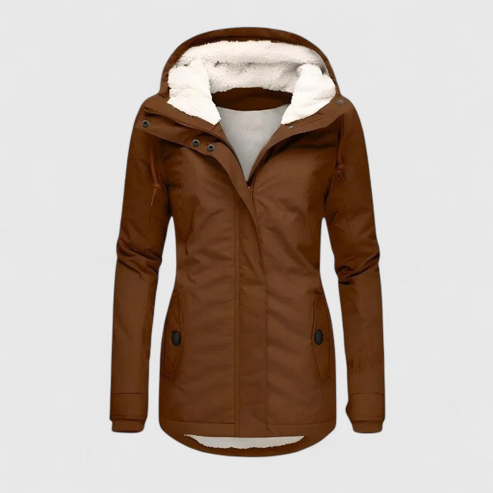 Women's Waterproof Jacket – Hooded Lined Rain Coat for Winter