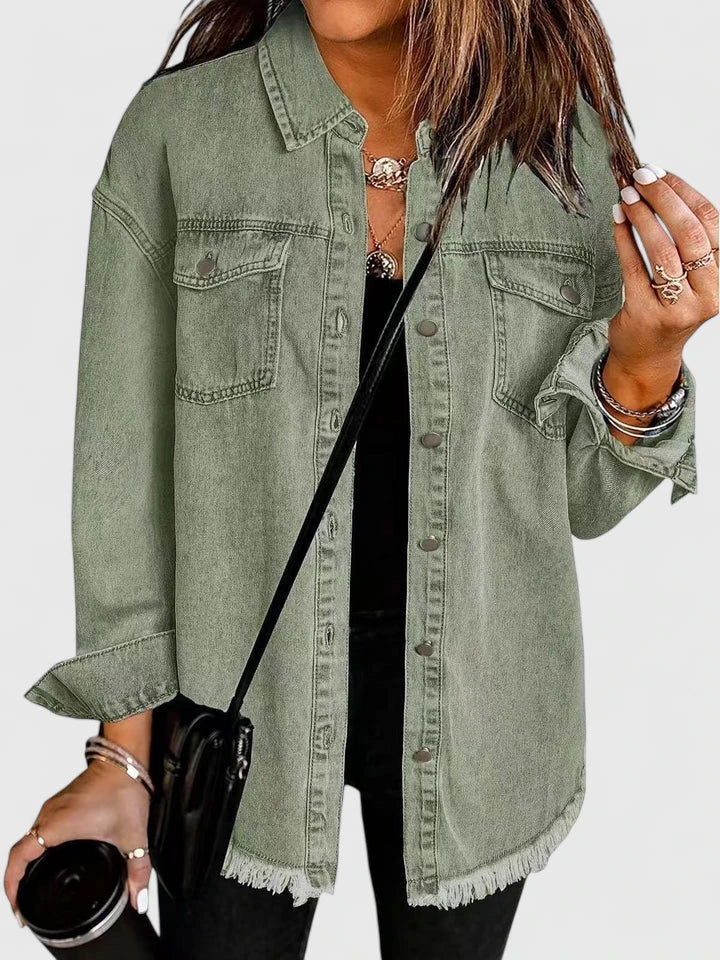 Women's Denim Jacket – Classic Oversized Jean Jacket with Pockets