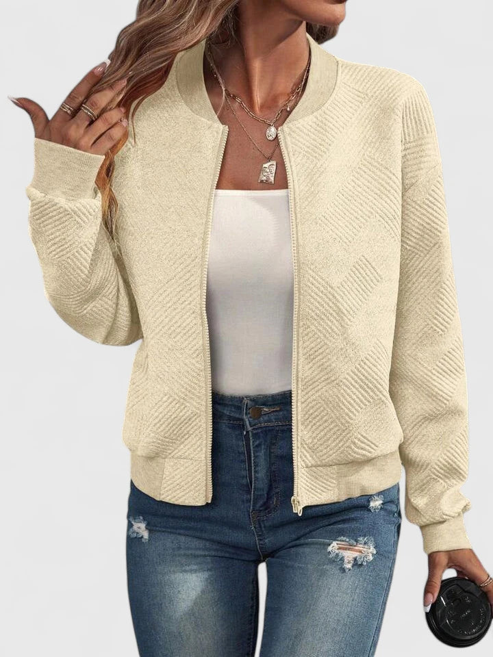 Women's Bomber Jacket – Lightweight Textured Zip-Up Jacket