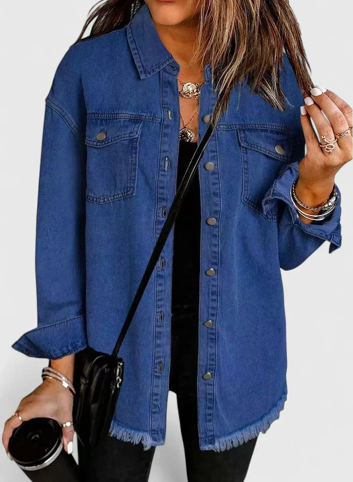 Women's Denim Jacket – Classic Oversized Jean Jacket with Pockets