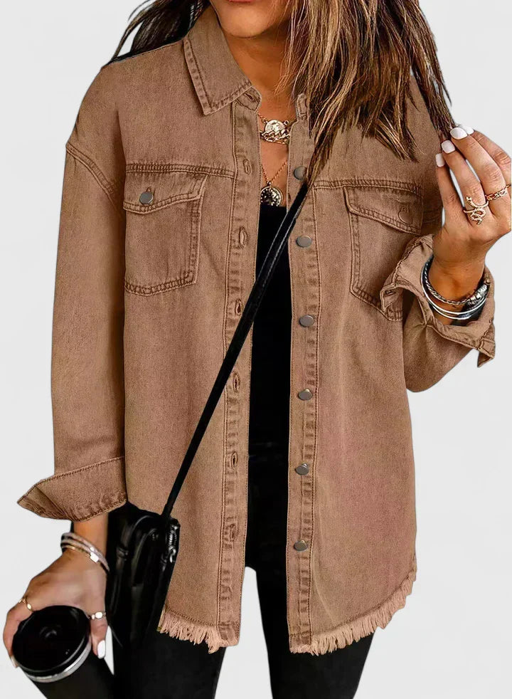 Women's Denim Jacket – Classic Oversized Jean Jacket with Pockets