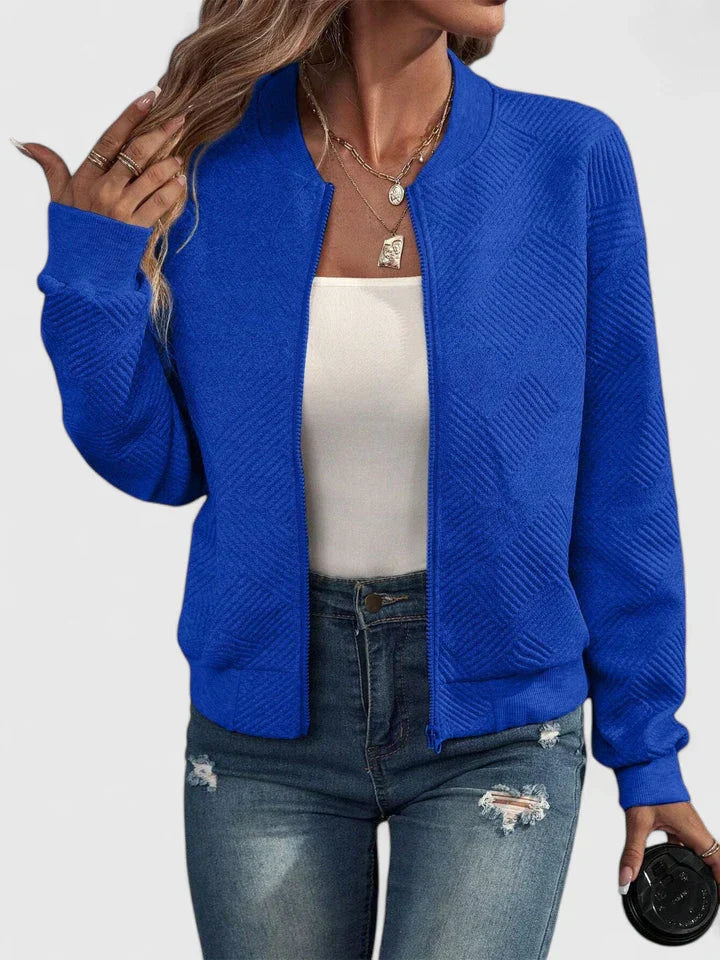 Women's Bomber Jacket – Lightweight Textured Zip-Up Jacket