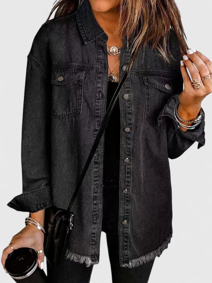 Women's Denim Jacket – Classic Oversized Jean Jacket with Pockets
