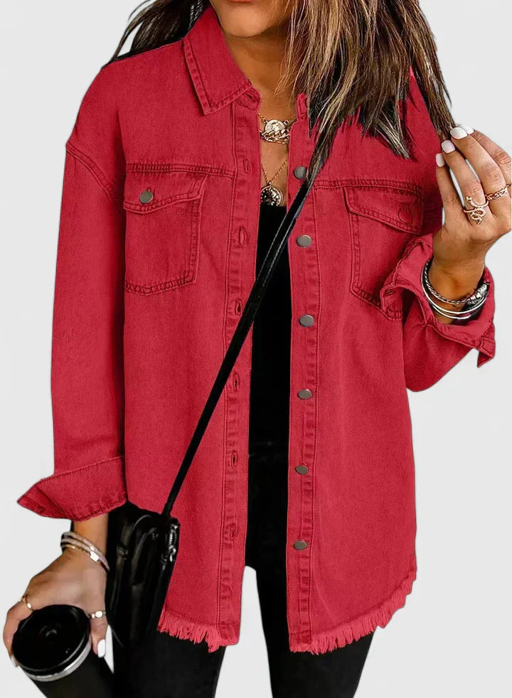 Women's Denim Jacket – Classic Oversized Jean Jacket with Pockets